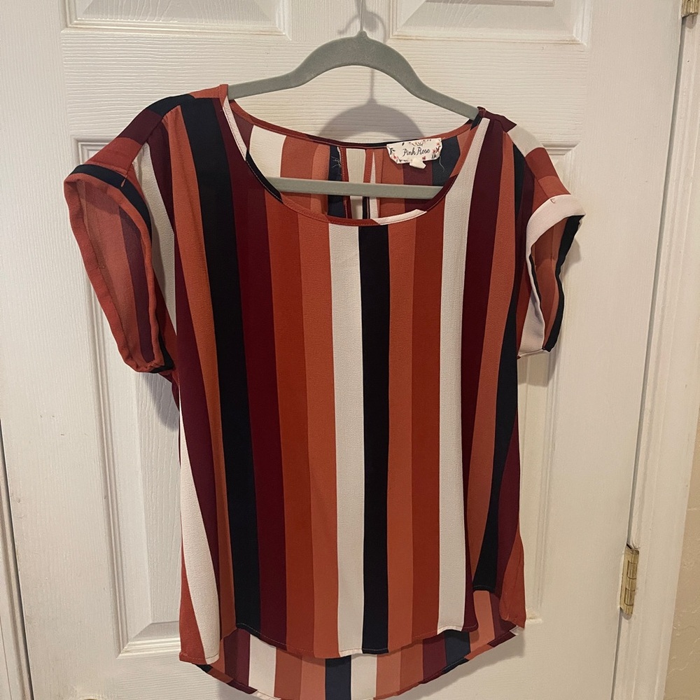 Pinkblush Red and Orange Striped Blouse